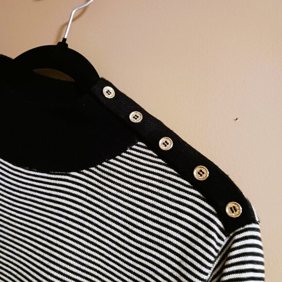 TOMMY HILFIGER long side button striped soft sweater Sz L - Picture 3 of 9